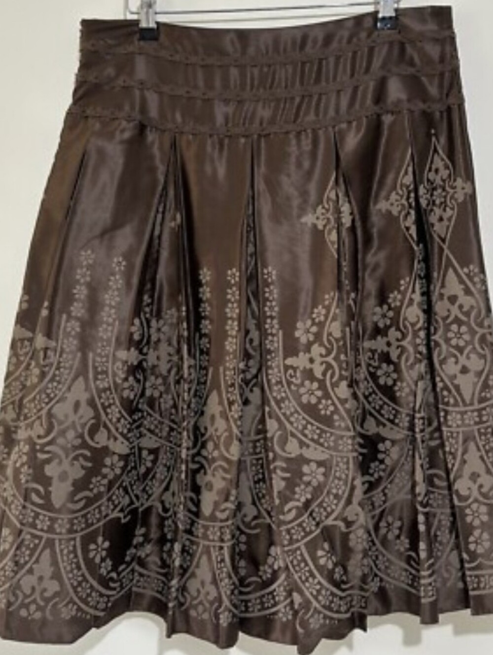 NWT Marks & Spencer Autograph Silk Blend Damask Print Pleated Skirt UK 20 US 16